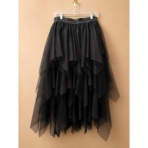 Urban Coco Black Tulle Layered Handkerchief Hem Skirt XL